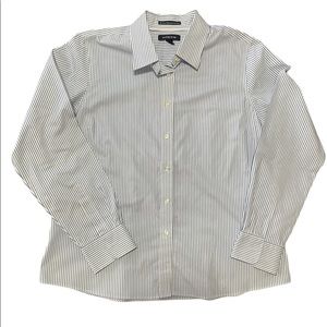 Lands End No Iron Pinpoint Oxford Long Sleeve Button Down Shirt Size 12P